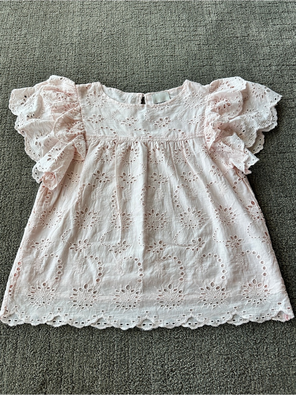 Industry Republic Clothing Blush Pink Eyelet Flutter Sleeve Blouse Top - S